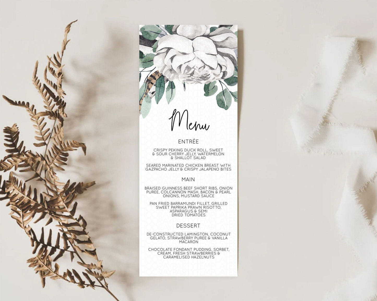 Secret Garden Menu Wildflower Menu Template Pastel Flower Garden Table Decor Boho Floral Dinner Dessert Floral Party Food Menu D11066