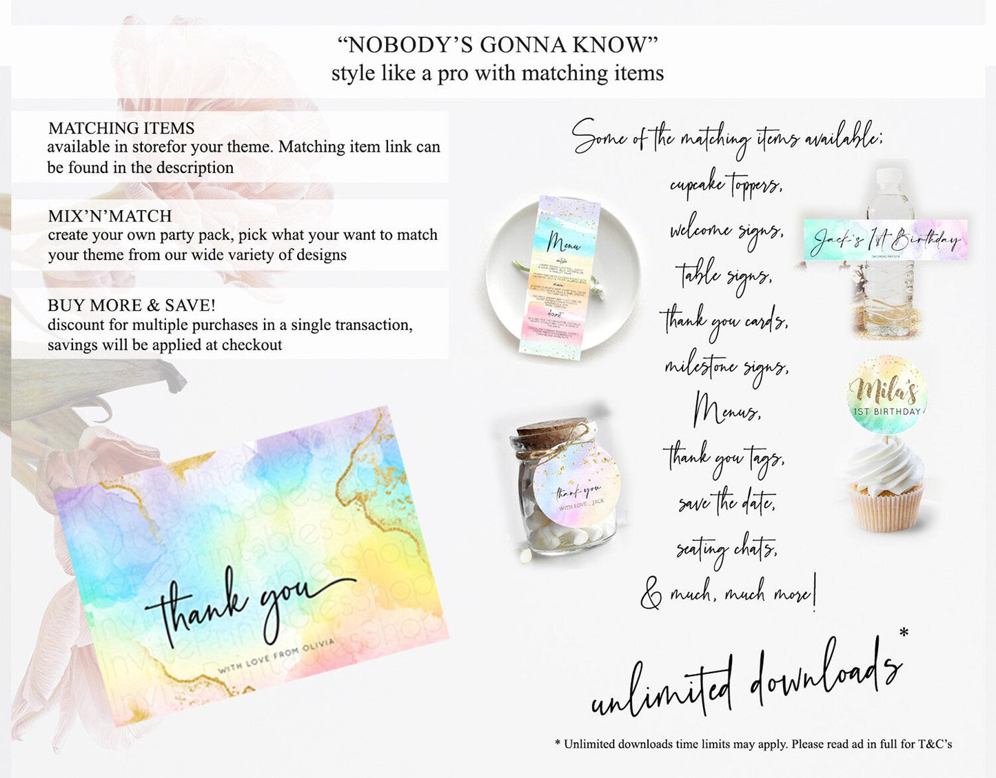 Pastel Thank You Rainbow Thank You Card Colorful Pastel Birthday Thank You Card Confetti Watercolor Pastel Teacher Thank You Cards D10588