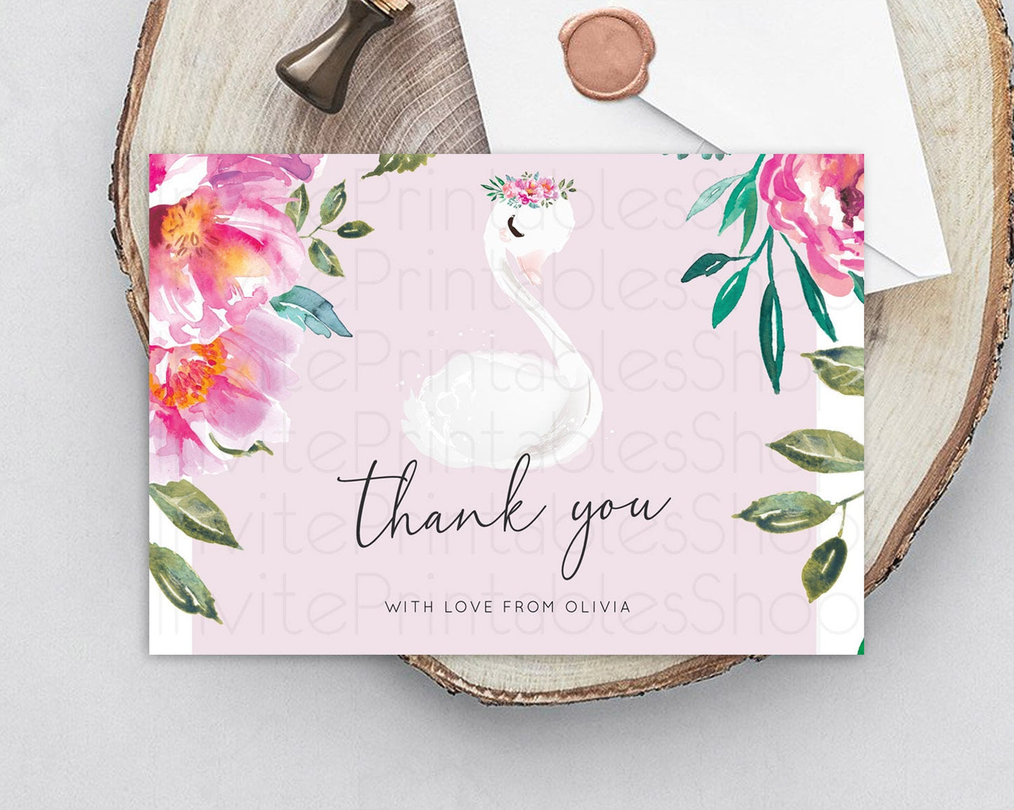 Editable Swan Thank You Swan Princess Ballet Thank You Card Swan Lake Birthd