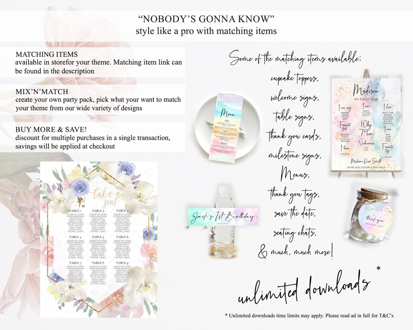 Fairy Seating Chart Pastel Fairy Seating Chart Fairy Tea Party Fairy Garden Seating Sign Enchanted Garden Floral Butterfly Decor D10829