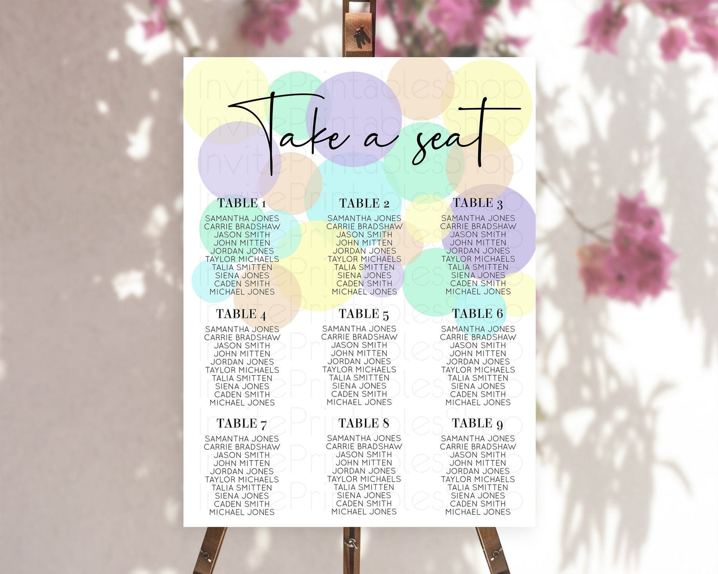 Pastel Seating Chart Pastel Confetti Seating Chart Bubbles Sprinkles Seating Sign Colorful Rainbow Decor Confetti Seating Board D10414