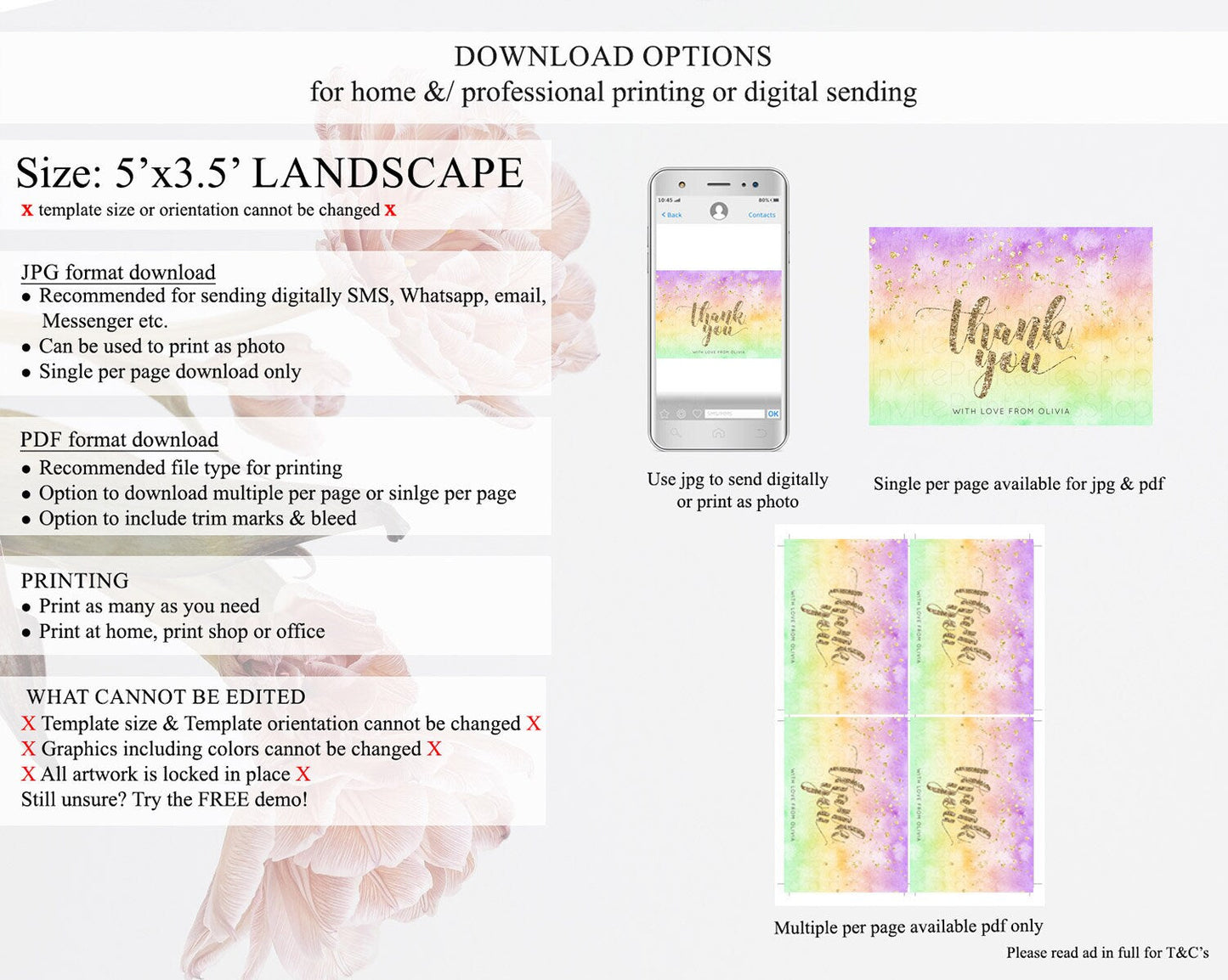 Pastel Thank You Rainbow Thank You Card Colorful Pastel Birthday Thank You Card Confetti Watercolor Pastel Teacher Thank You Cards D10512