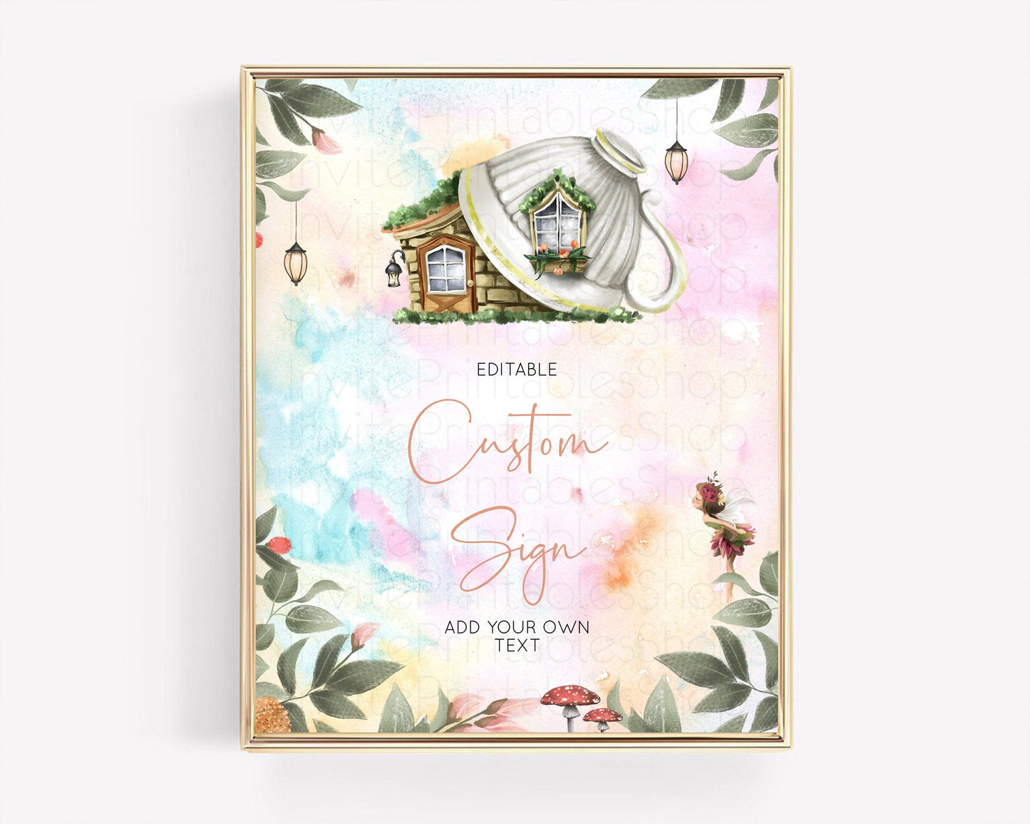 Fairy Sign Enchanted Garden Table Sign Decor Pastel Floral Butterfly Party Secret Garden Birthday Baptism Baby Shower Bridal Shower D10555