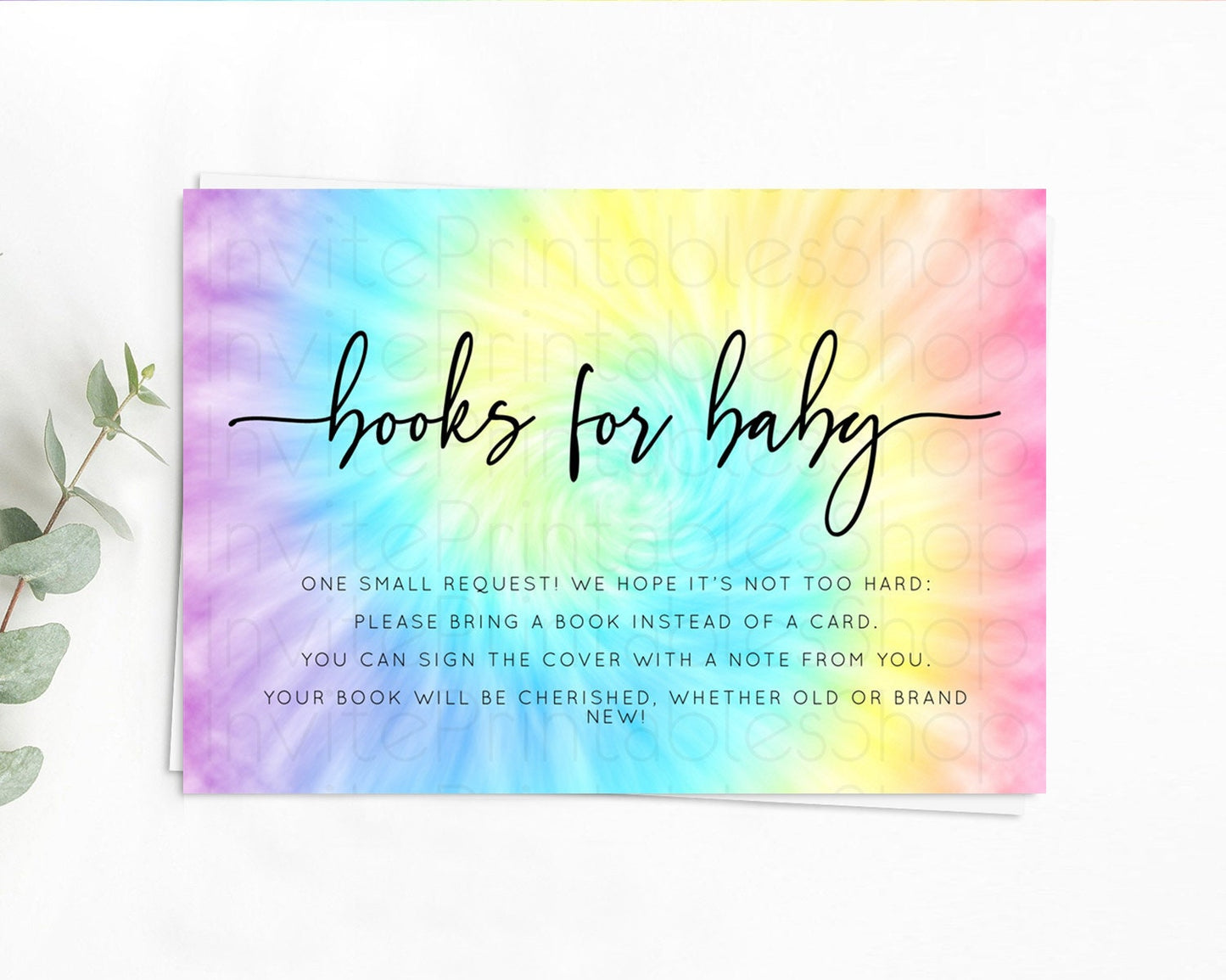 Tie Dye Books For Baby Card Rainbow Tie Dye Book Insert Pastel Rainbow Watercolor Book Card Tie Dye Colors Guests Book Poem Request D10578