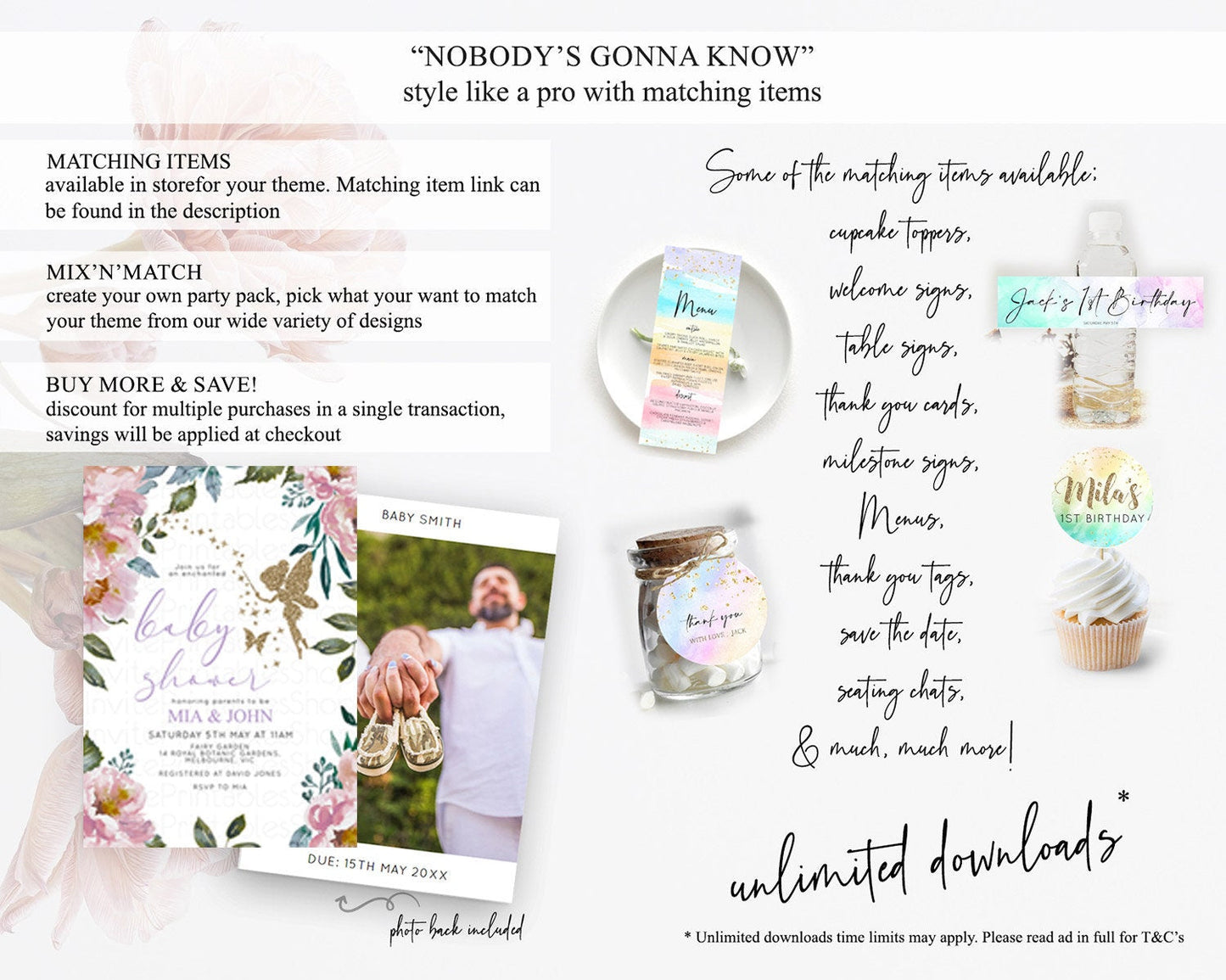 Fairy Baby Shower Invitation Pastel Fairy Invites Fairy Tea Party Fairy Garden Theme Secret Garden Enchanted Garden Floral Butterfly D10727