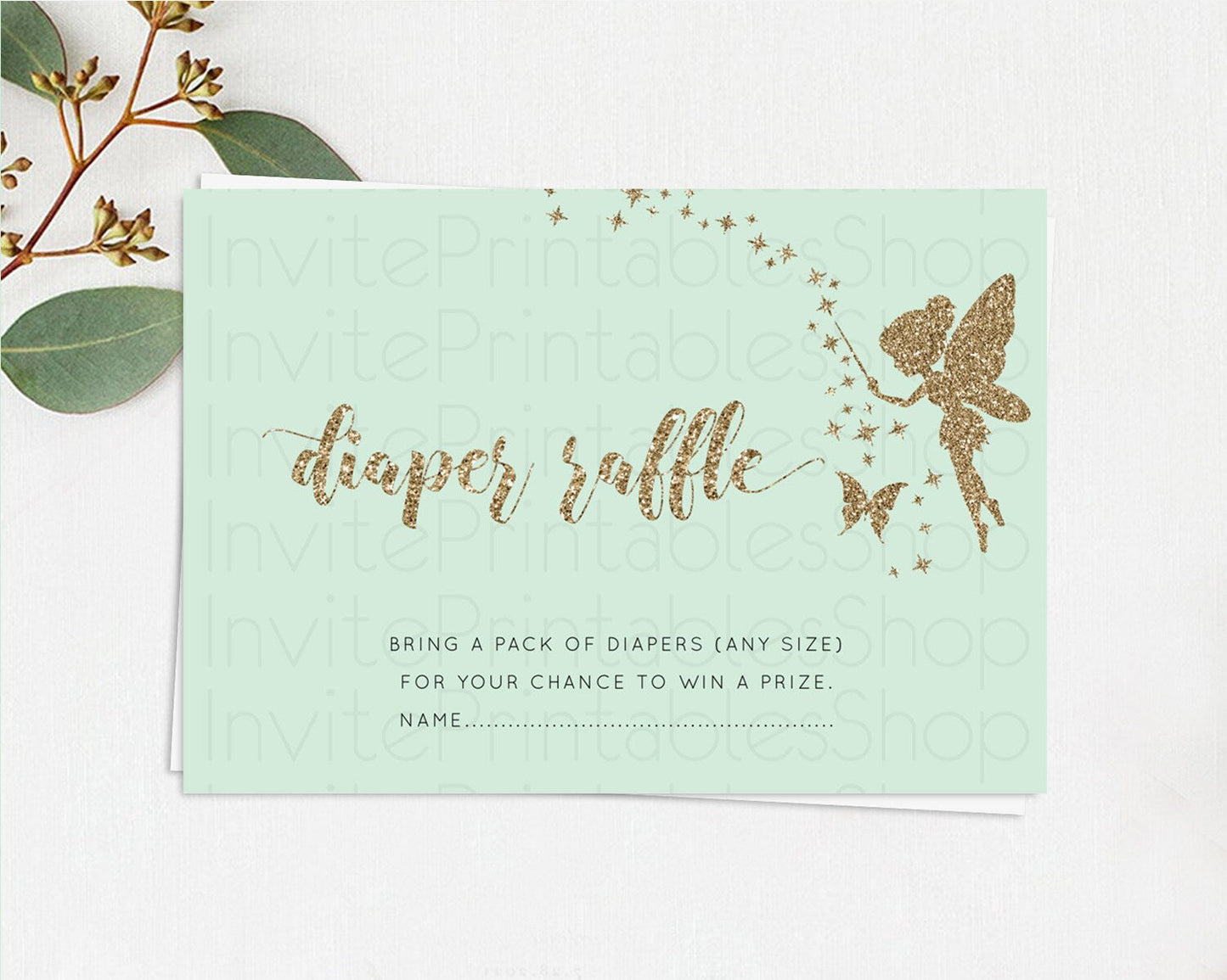 Fairy Diaper Raffle Card Fairy Diaper Insert Enchanted Garden Fairy Diaper Ticket Pastel Floral Butterfly Secret Garden Raffle Game D10908