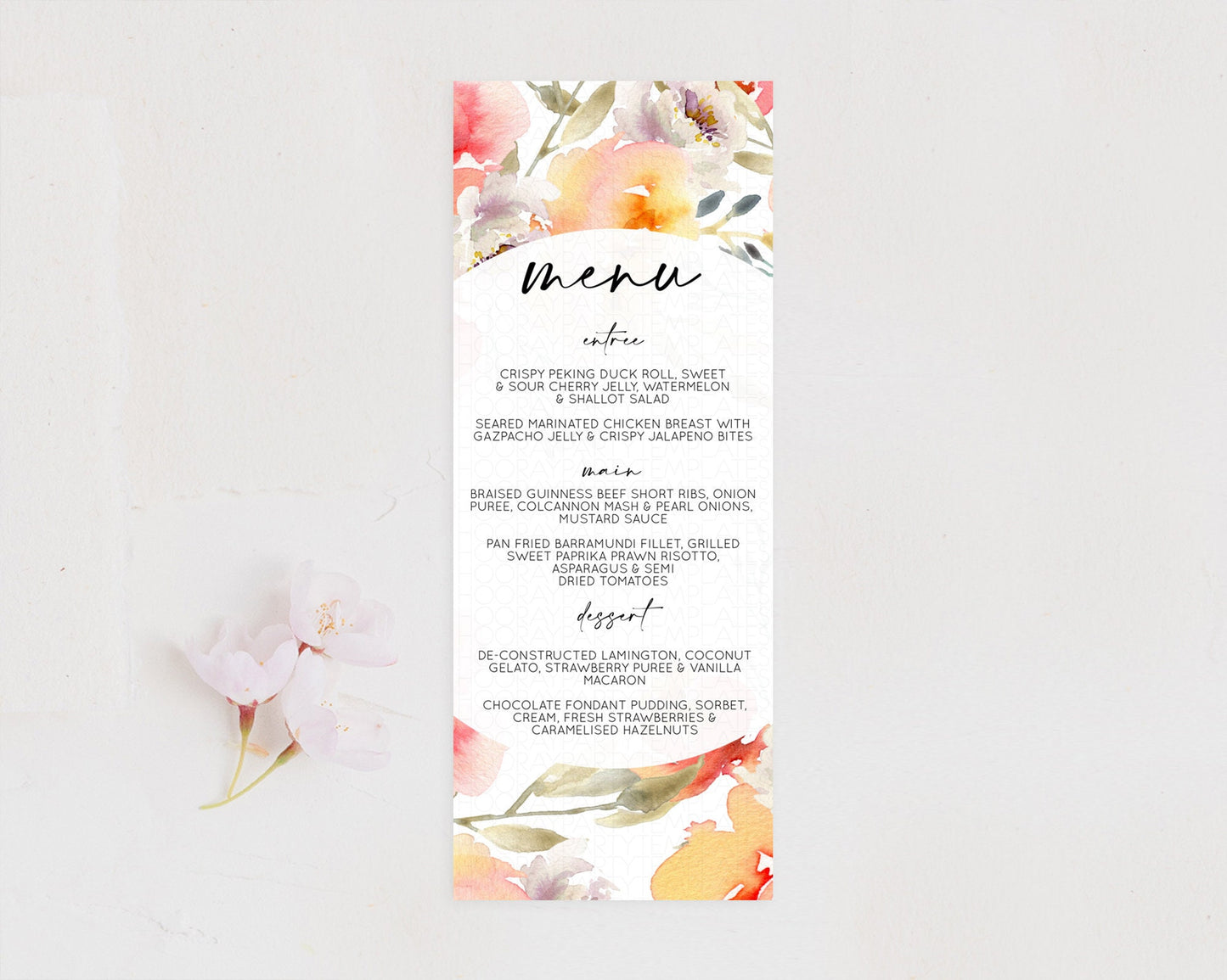 Secret Garden Menu Wildflower Menu Template Pastel Flower Garden Table Decor Boho Floral Dinner Dessert Floral Party Food Menu D10280