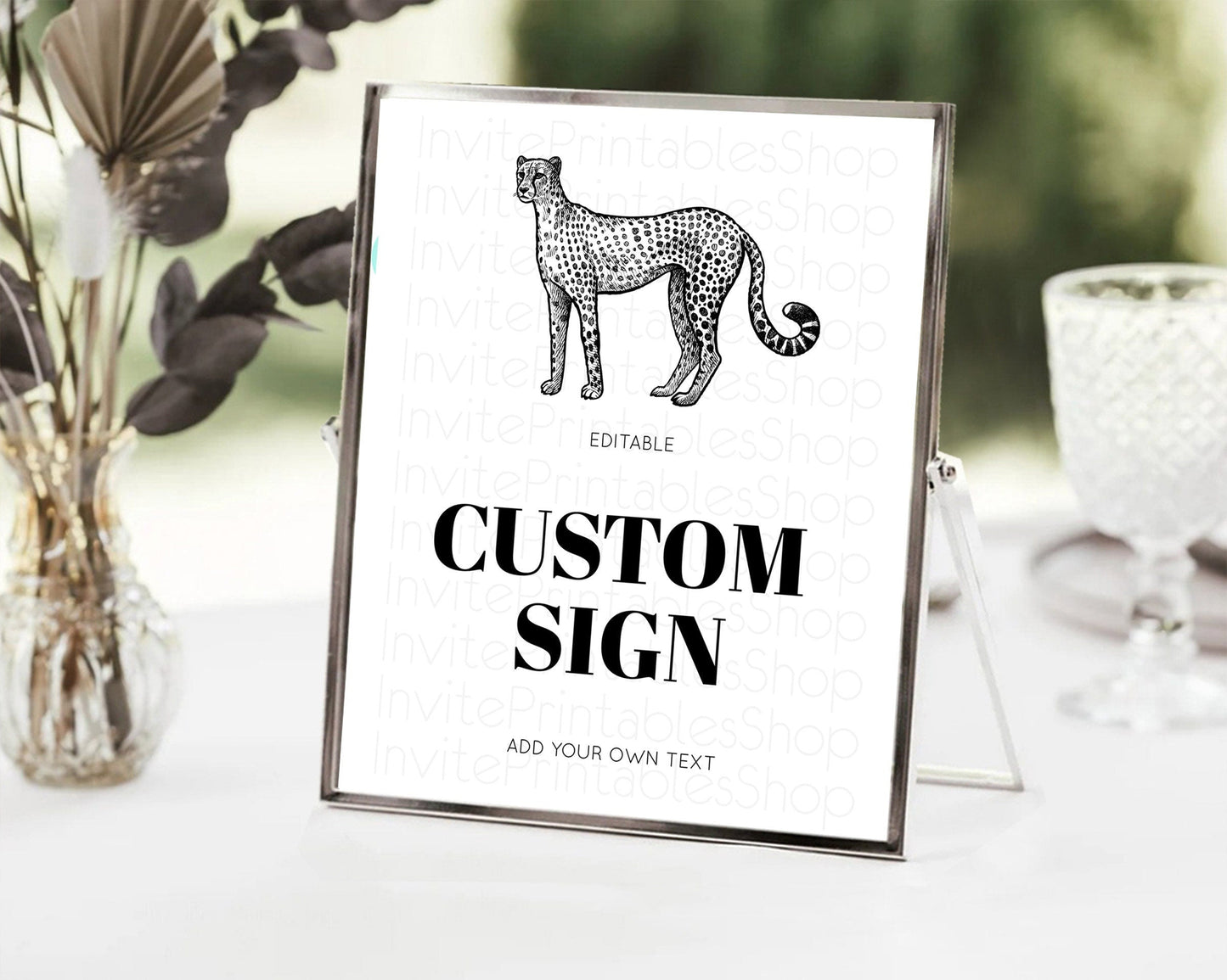 Cheetah Sign Cheetah Party Sign Template Safari Adventure Table Sign Decor Cheetah Minimal Theme 1st Birthday Baptism Baby Shower D10290