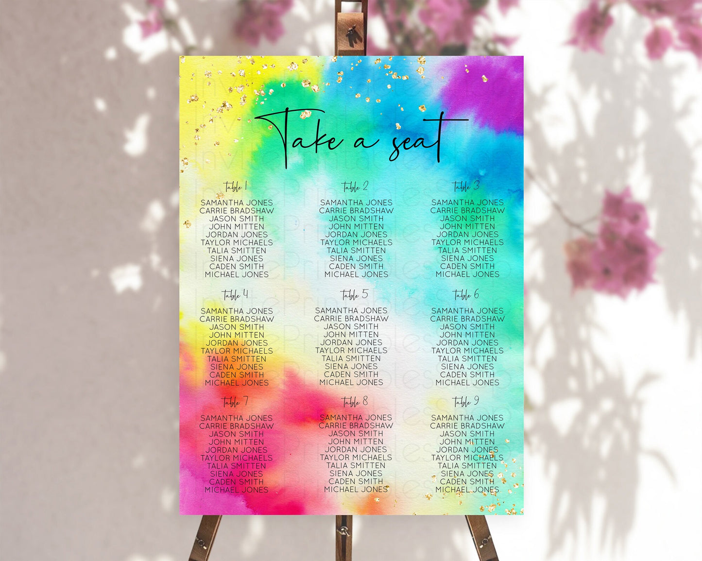 Tie Dye Seating Chart Rainbow Tie Dye Seating Chart Rainbow Colorful Seating Chart Tie Dye Pastel Rainbow Party Decor Take A Seat D10462