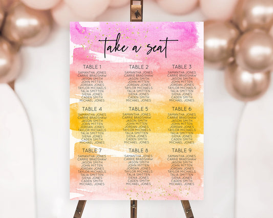 Editable Rainbow Seating Chart Pastel Seating Chart Colorful Pastel Watercol