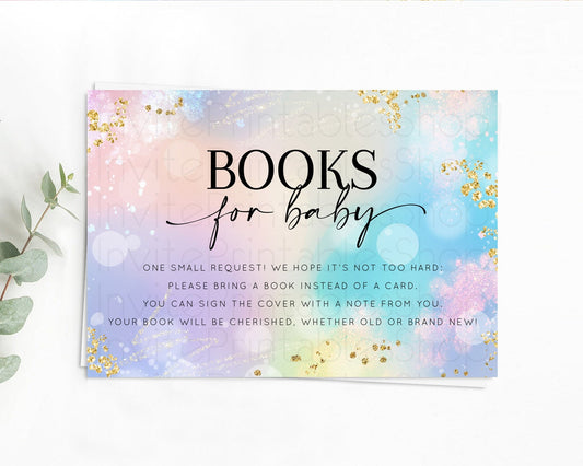 Pastel Books For Baby Card Pastel Rainbow Book Insert Colorful Ombre Watercolor Book Card Confetti Glitter Baby Book Poem Request D10675