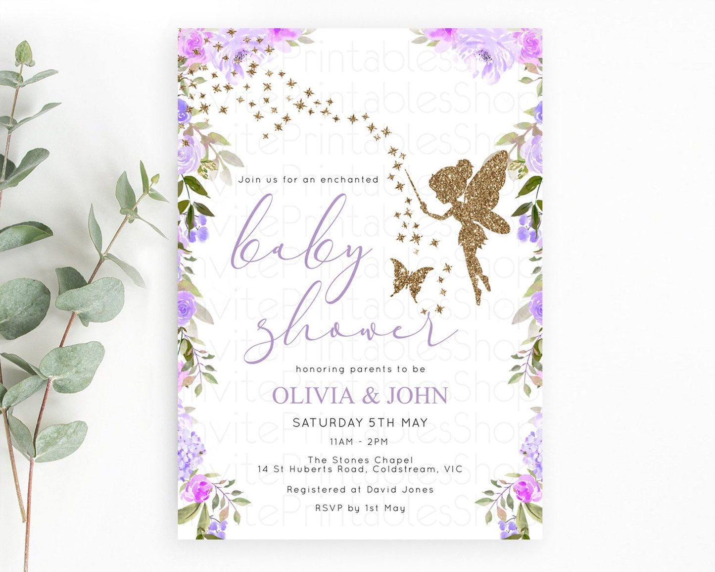 Fairy Baby Shower Invitation Pastel Fairy Invites Fairy Tea Party Fairy Garden Theme Secret Garden Enchanted Garden Floral Butterfly D10910