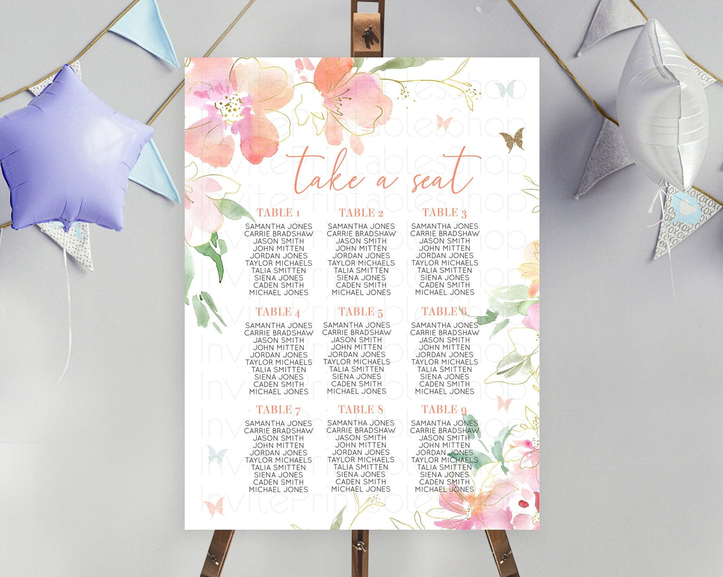 Secret Garden Seating Chart Wildflower Seating Chart Pastel Flowers Seating Chart Enchanted Garden Boho Floral Take A Seat Decor D11071