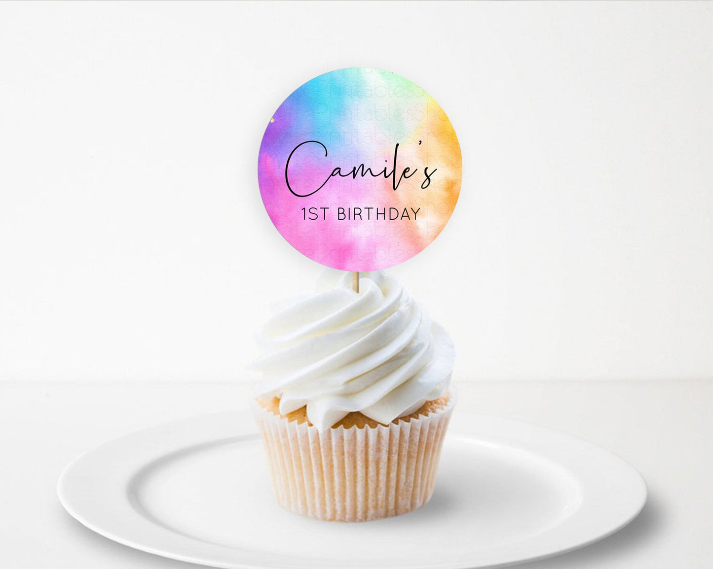 Tie Dye Cupcake Toppers Rainbow Tie Dye Cupcake Toppers Rainbow Colorful Cupcake Toppers Tie Dye Pastel Rainbow Party Cupcake Decor D10456