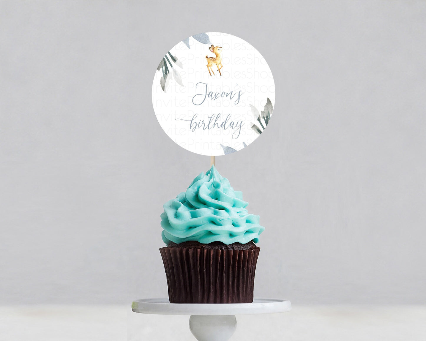 Fawn Cupcake Toppers Deer Cupcake Toppers Enchanted Forest Party Butterfly Pastel Flowers Woofland Cupcake Toppers First Birthday D10400