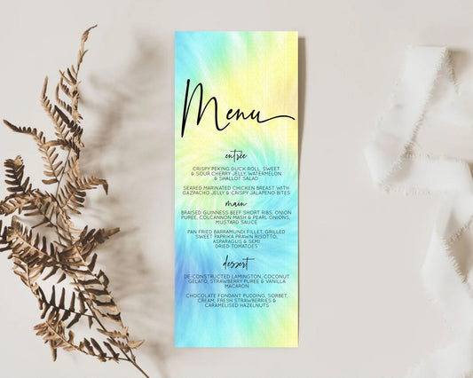 Editable Pastel Menu Pastel Rainbow Menu Template Colorful Pastel Table Deco