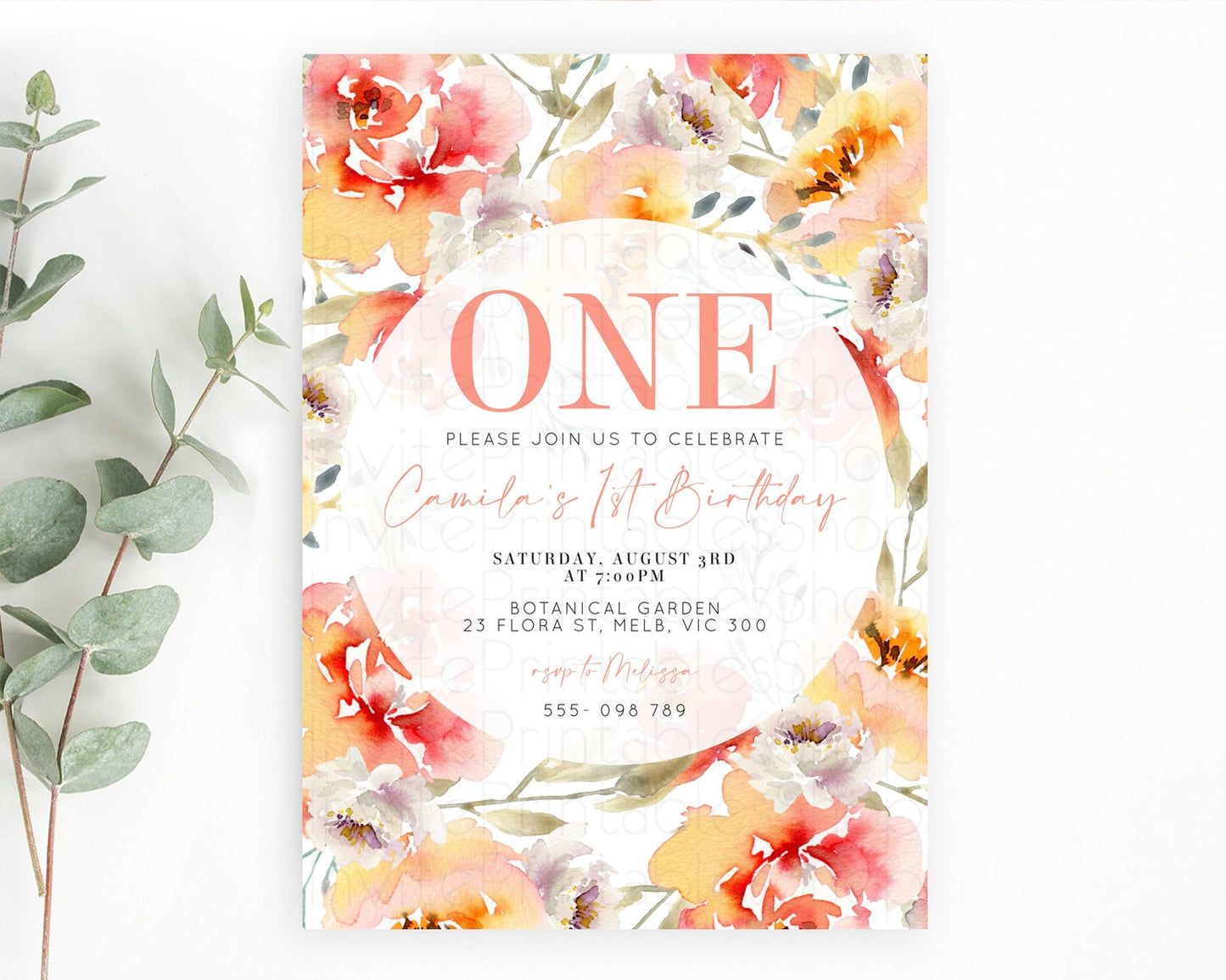 Secret Garden Invitation Wildflower Birthday Invitation Pastel Flowers Invite Enchanted Garden Boho Floral 3rd 2nd First Birthday D10280