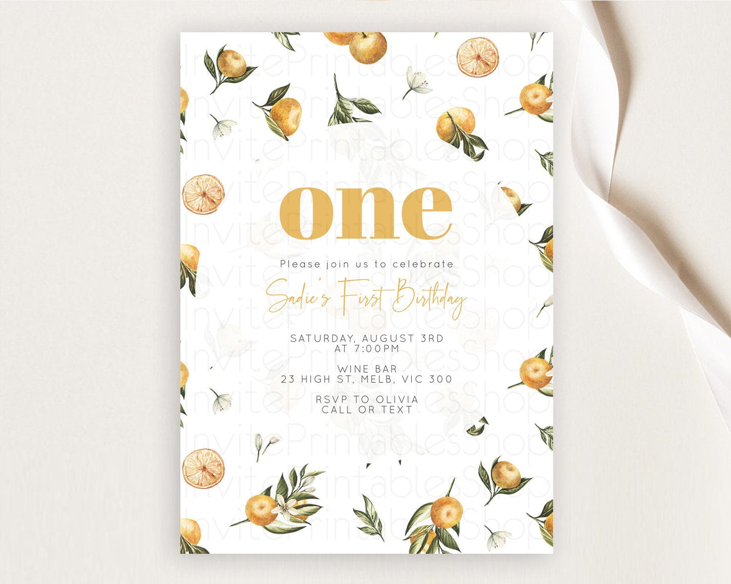 Citrus Birthday Invitation Lemon Invitation Orange Invitation Citrus Garden Birthday Citrus Floral Invitation 2nd 1st First Birthday D10545