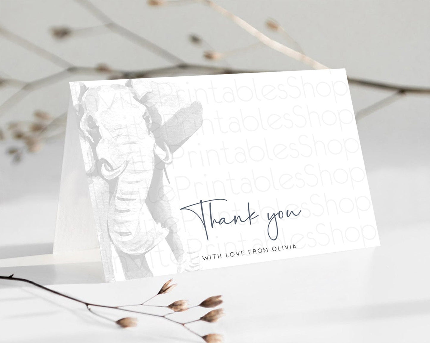 Pastel Elephant Thank You Rainbow Elephant Thank You Card Colorful Rainbow Birthday Thank You Pastel Teacher Thank You Card Template D10292