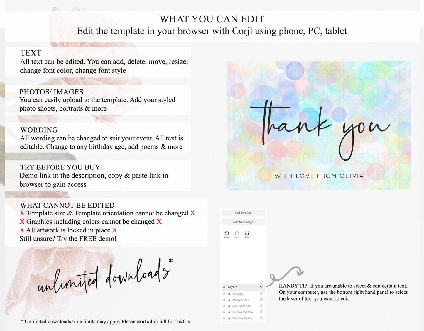 Pastel Thank You Bubbles Thank You Card Bubble Bath Birthday Thank You Card Rainbow Pastel Colorful Confetti Teacher Thank You Cards D10445
