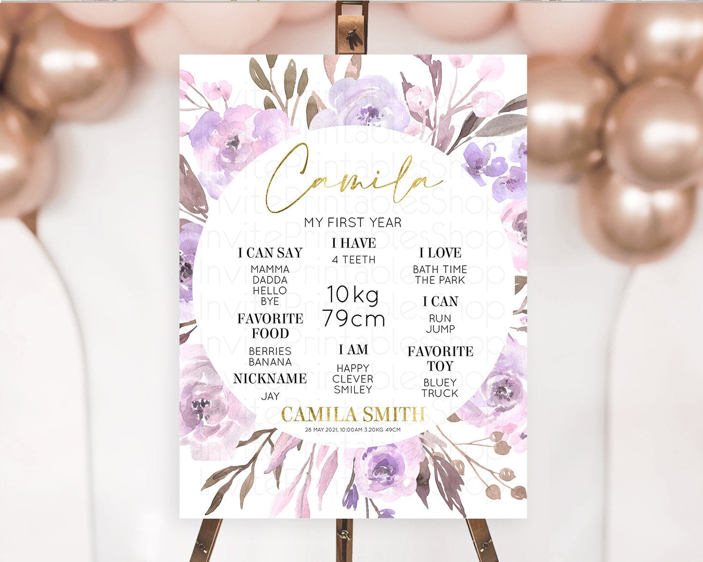 Secret Garden Milestone Board Wildflower First Birthday Milestone Poster Pastel Flowers Milestone Boho Wildflower 1st Birthday Sign D10201