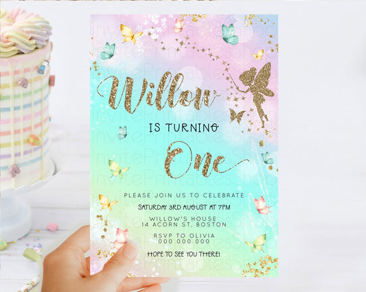 Editable Pastel Fairy Birthday Invitation Pastel Butterflies Fairy Birthday