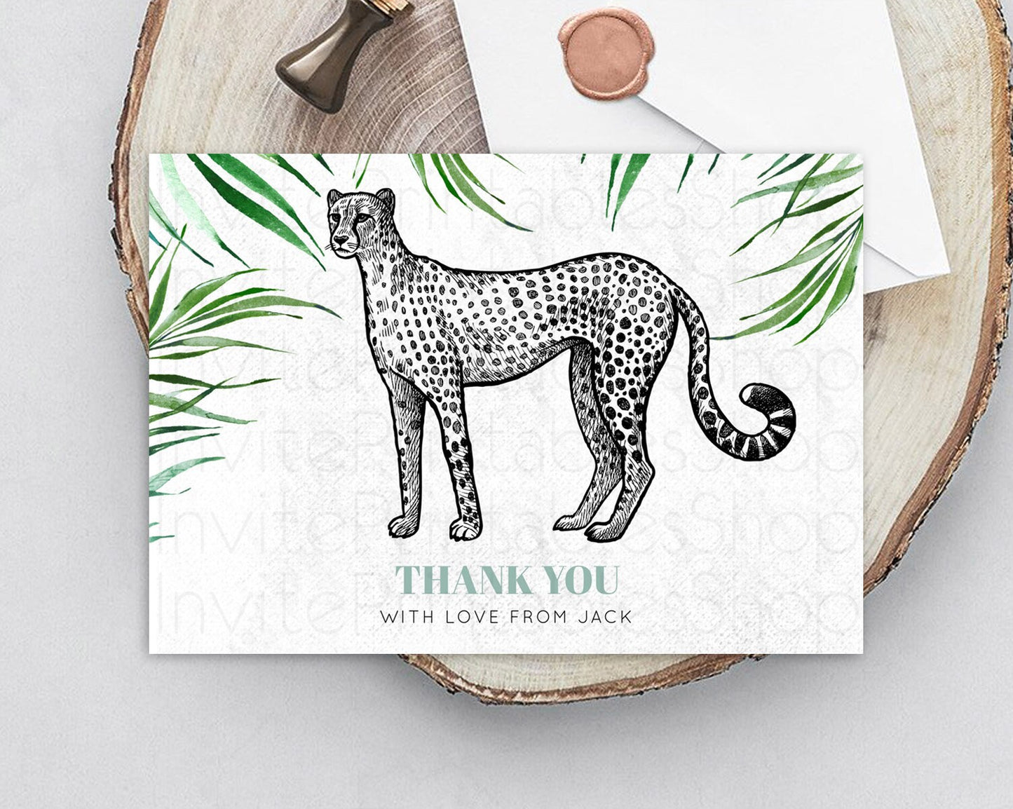 Cheetah Thank You Cheetah Thank You Card Cheetah Party Birthday Thank You Card Safari Card Template Cheetah Teacher Thank You Cards D10849