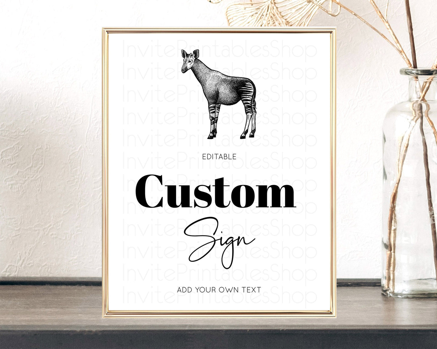 Okapi Sign Zoo Table Sign Decor Okapi Party Sign Template Safari Adventure Okapi Minimal Theme For 1st Birthday Baptism Baby Shower D10283