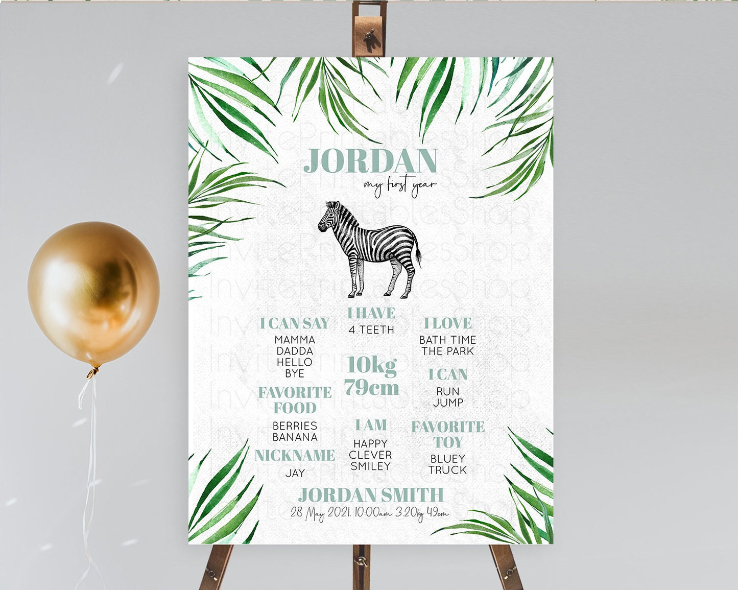 Zebra First Birthday Milestone Board Zebra Milestone Poster Zebra Decor Safari Adventure Zebra First Birthday Welcome Sign D10844