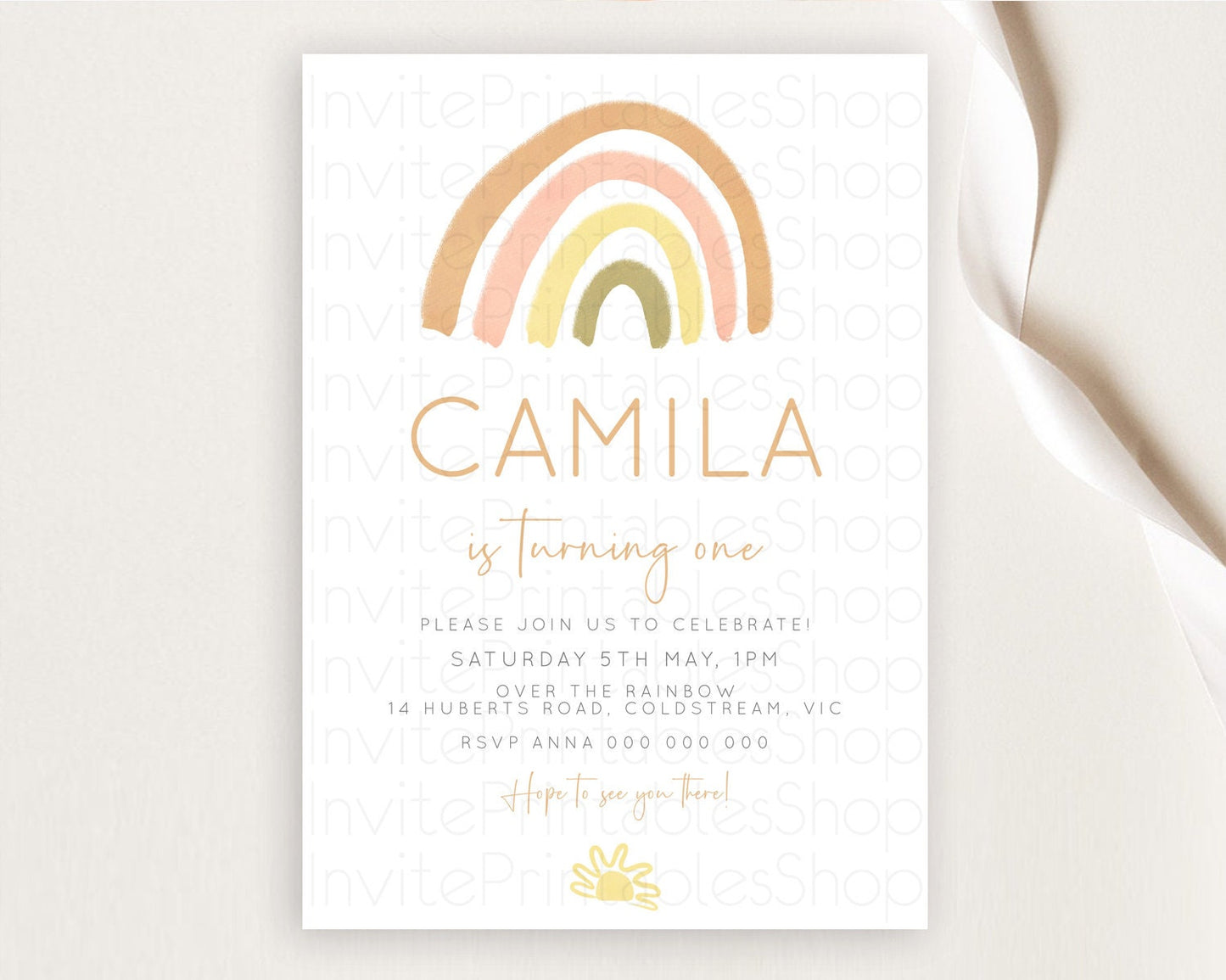 Pastel Rainbow Birthday Invitation Pastel Rainbow Invitation Rainbow Invitation Pastel Invitation Boho Rainbow 1st First Birthday D10684