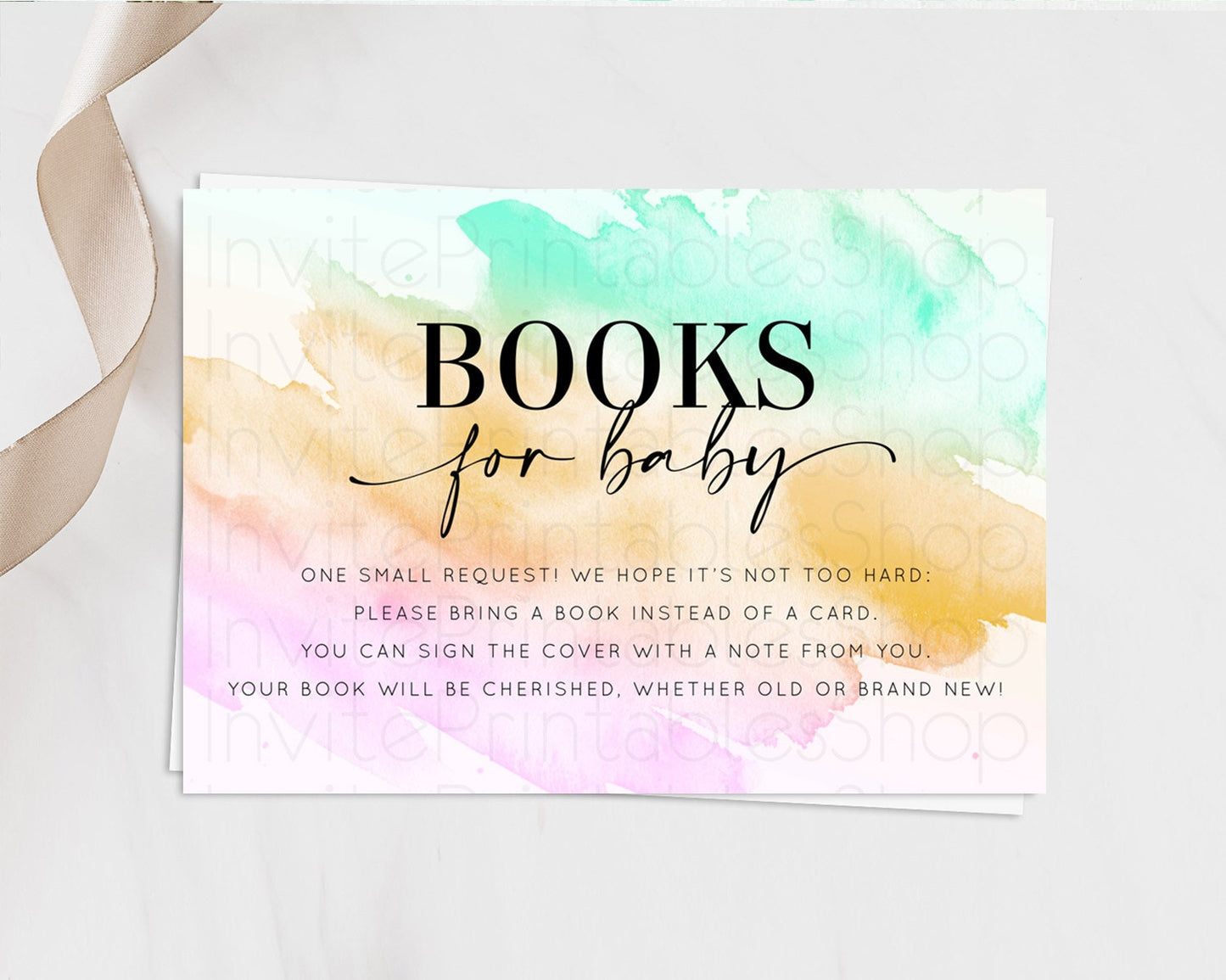 Pastel Books For Baby Card Pastel Rainbow Book Insert Colorful Ombre Watercolor Book Card Confetti Glitter Baby Book Poem Request D10962