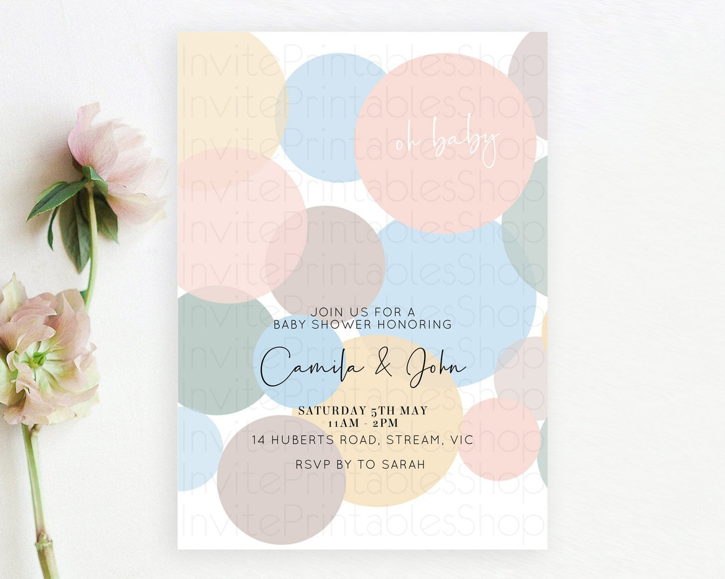 Pastel Rainbow Baby Shower Invitation Pastel Confetti Invitation Sprinkles Bubbles Invitation Colorful Rainbow Confetti Theme D10602