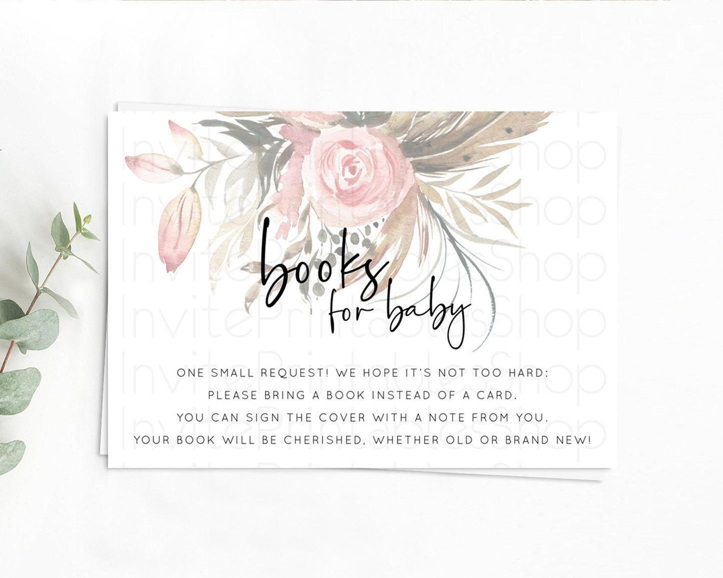 Editable Secret Garden Books For Baby Card Boho Wildflower Book Insert Paste