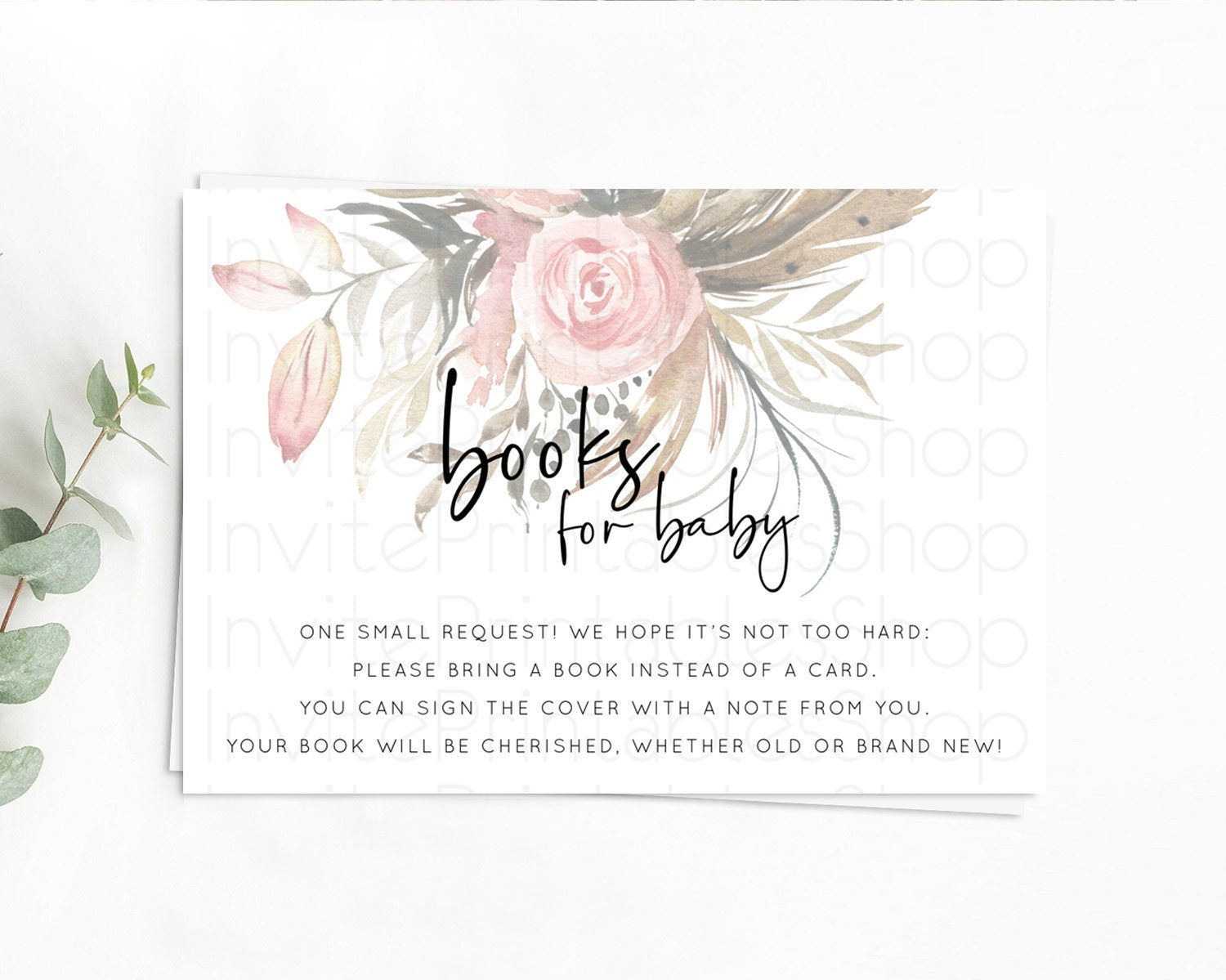 Editable Secret Garden Books For Baby Card Boho Wildflower Book Insert Paste