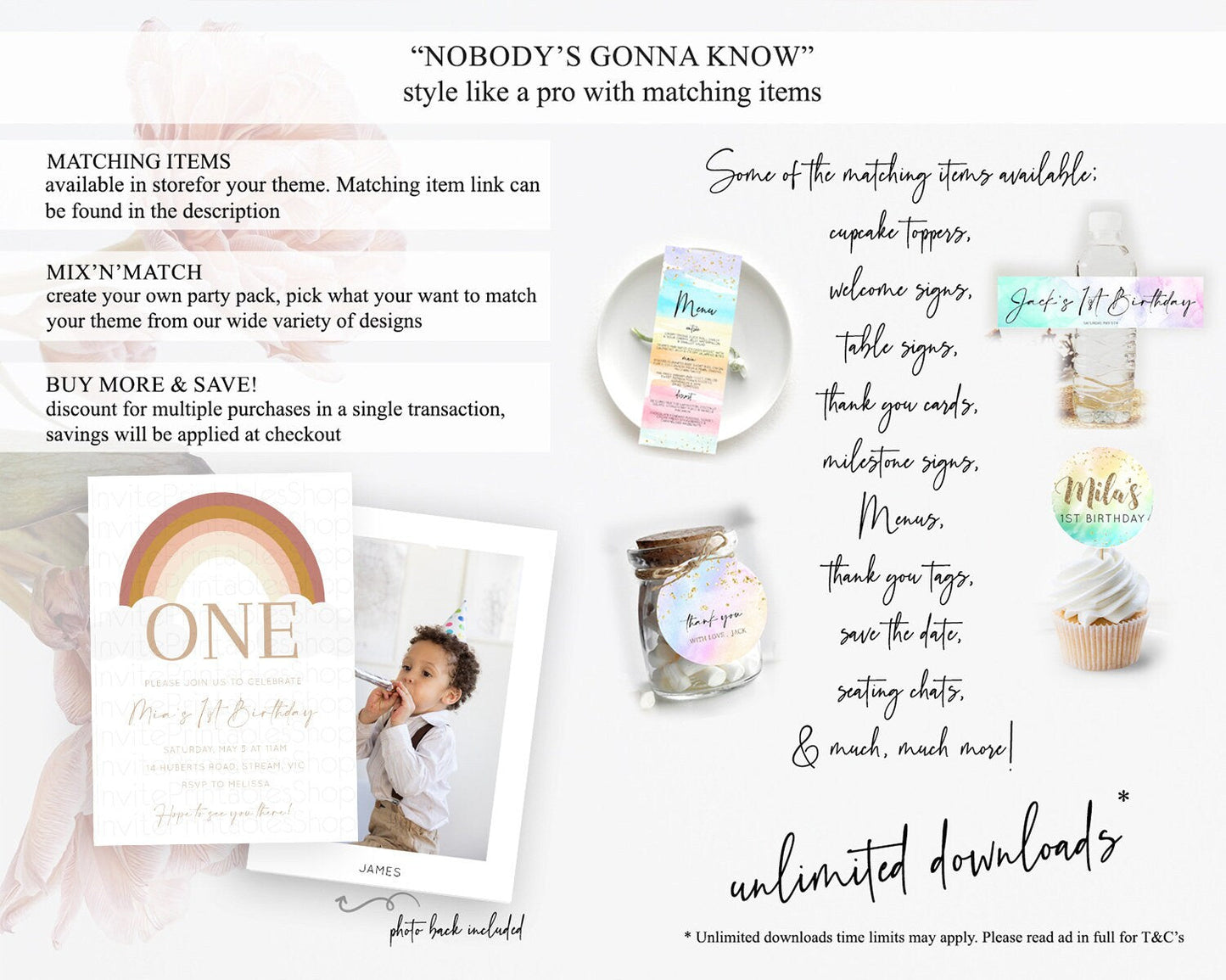 Pastel Rainbow Birthday Invitation Pastel Rainbow Invitation Rainbow Invitation Pastel Invitation Boho Rainbow 1st First Birthday D10122