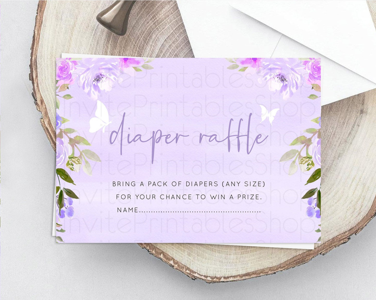 Secret Garden Diaper Raffle Card Boho Wildflower Diaper Raffle Insert Pastel Flower Garden Baby Shower Card Flower Raffle Game D10719