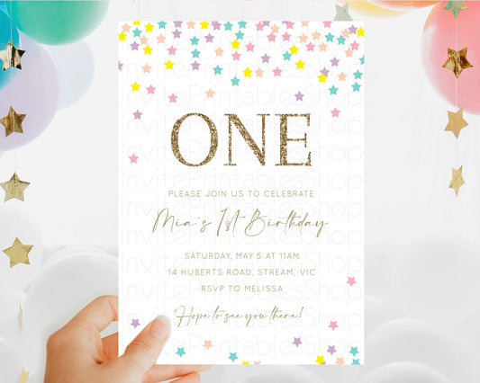 Editable Star Birthday Invitation Pastel Stars Invite Shooting Star Party Ra