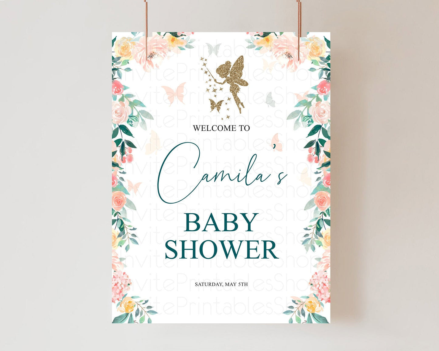 Editable Fairy Baby Shower Welcome Sign Fairy Welcome Board Enchanted Garden