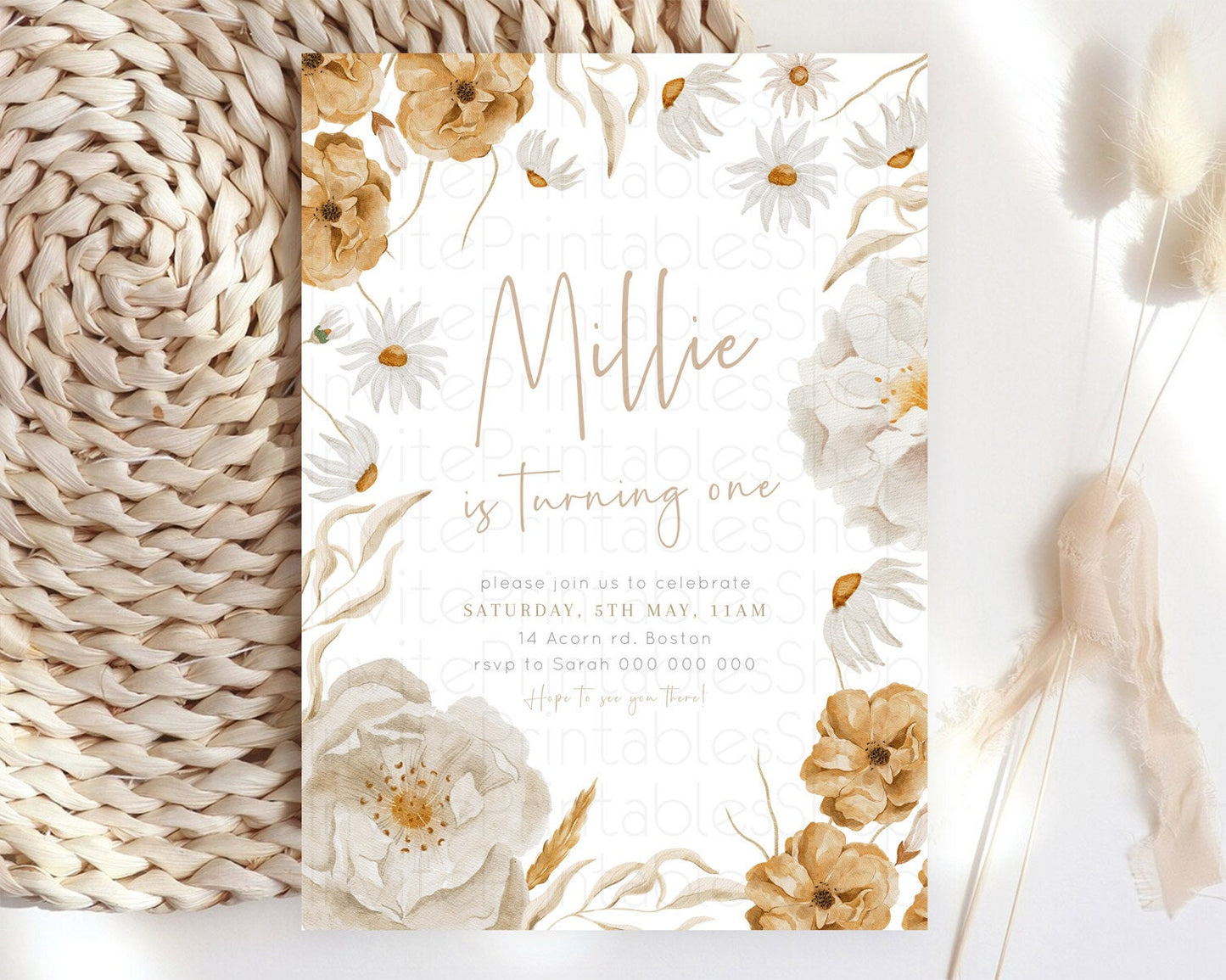 Editable Secret Garden Invitation Wildflower Birthday Invitation Pastel Flow