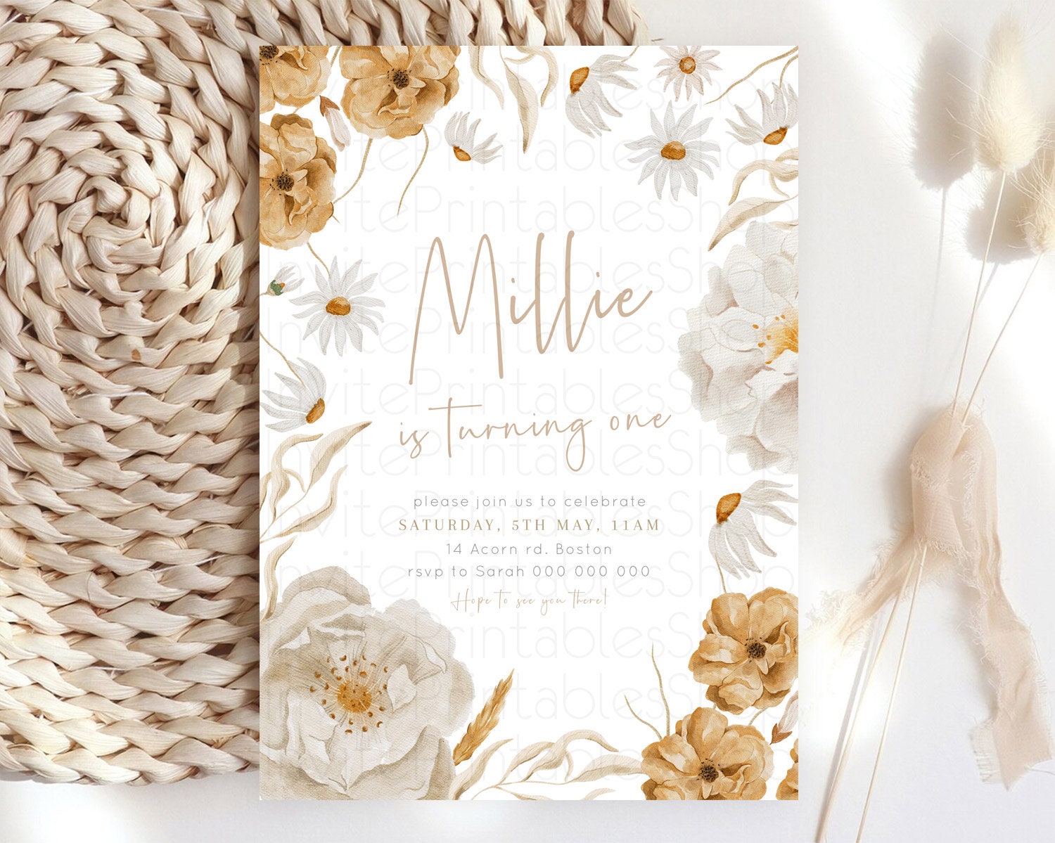 Editable Secret Garden Invitation Wildflower Birthday Invitation Pastel Flow