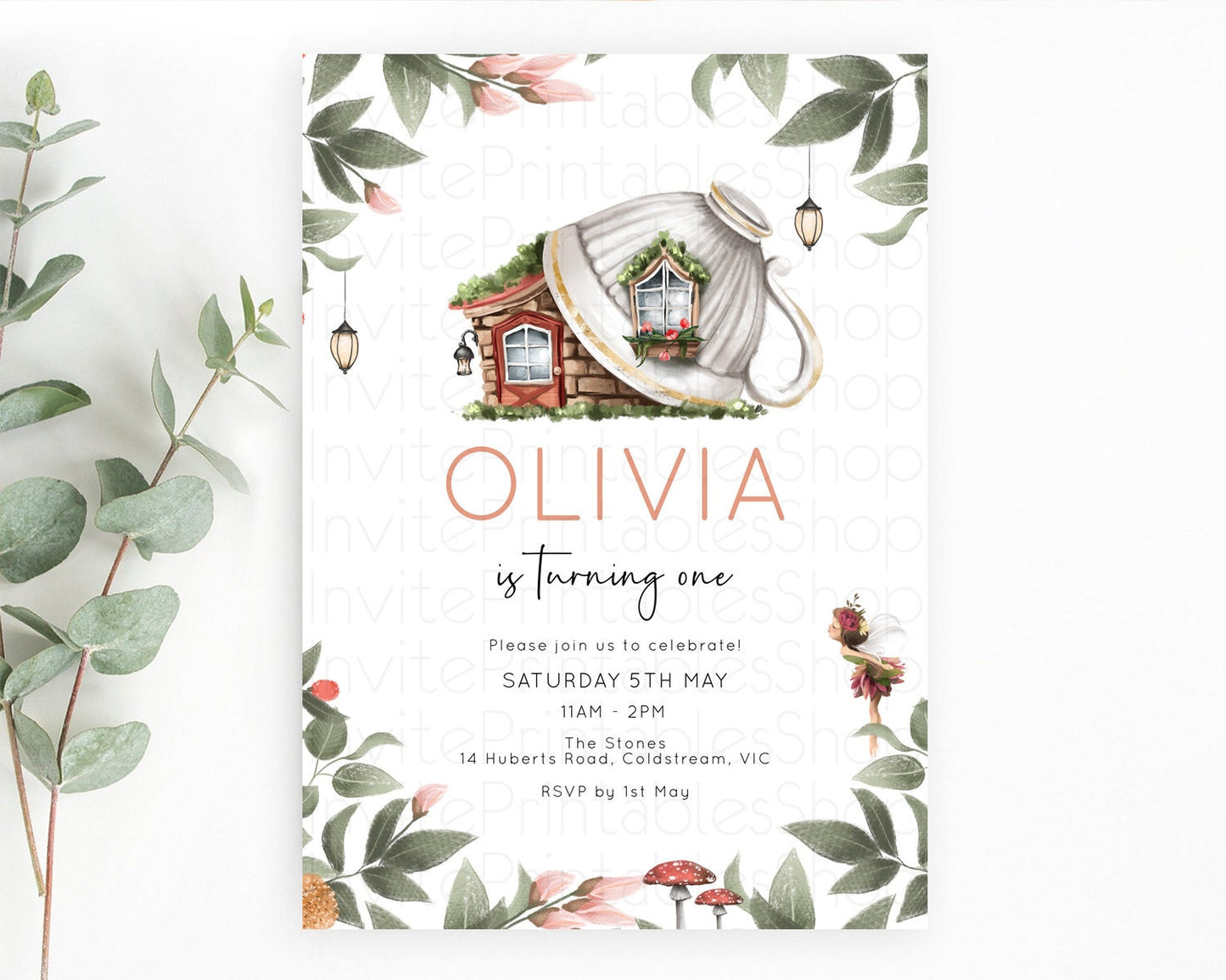 Fairy Birthday Invitation Fairy Invites Fairy Tea Party Fairy Garden Birthday Secret Garden Enchanted Garden Pastel Floral Butterfly D10851