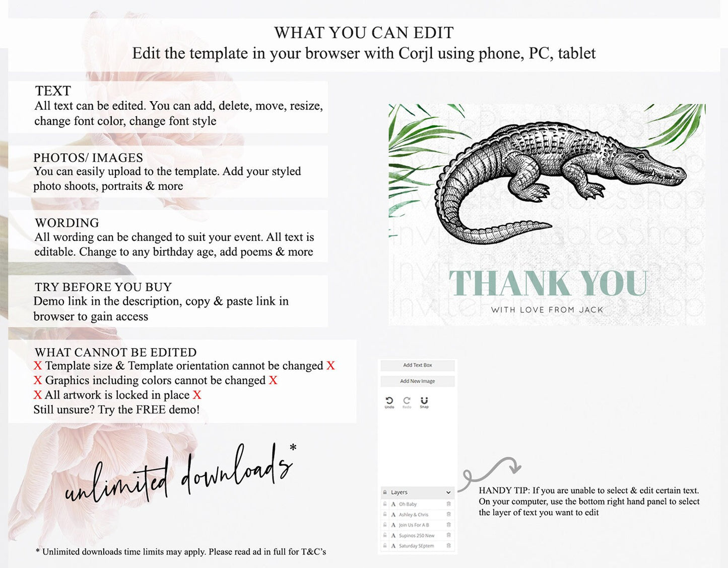 Croc Thank You Gator Thank You Card Croc Gator Party Crocodile Birthday Thank You Card Alligator Cards Teacher Thank You Cards D10847