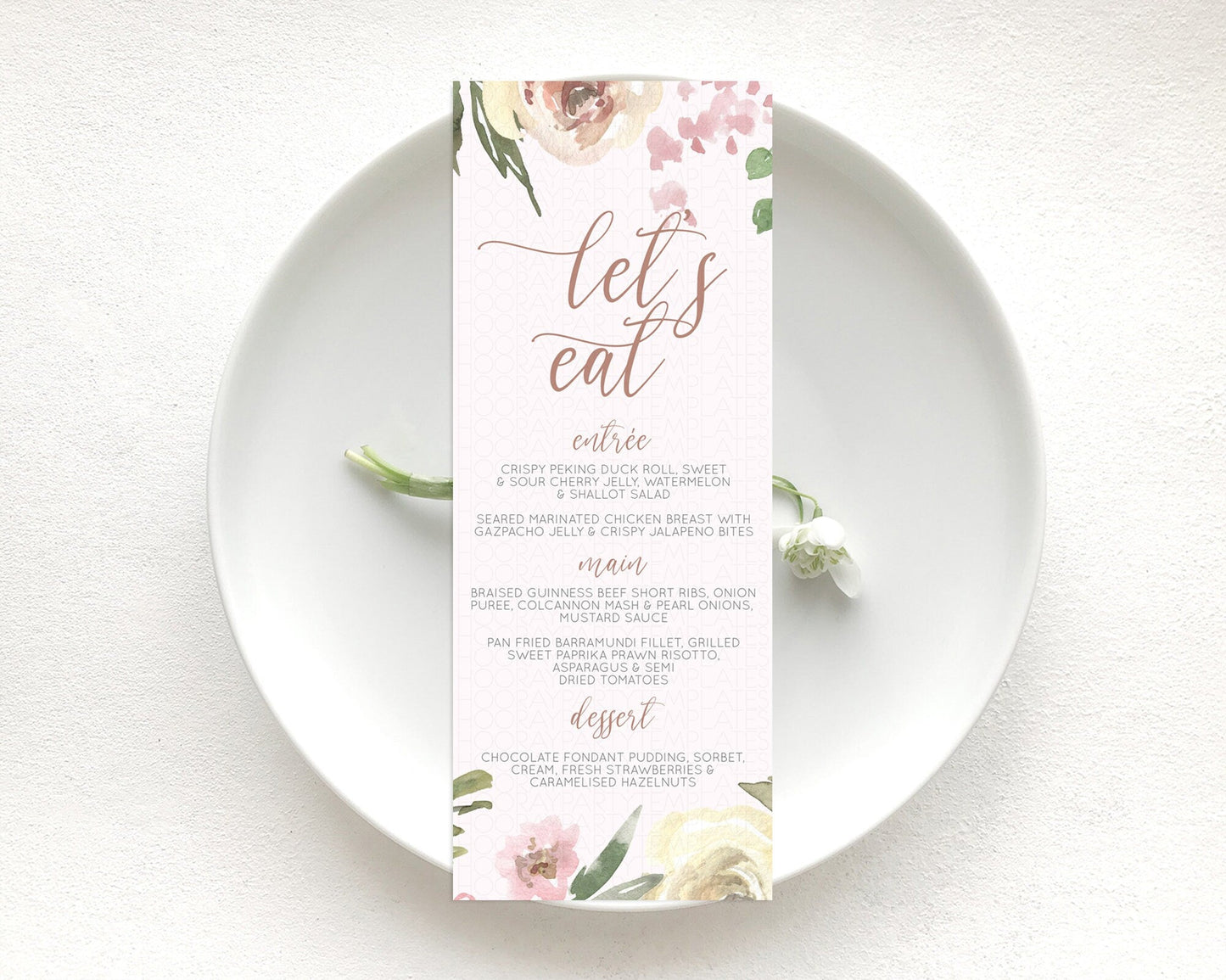 Secret Garden Menu Wildflower Menu Template Pastel Flower Garden Table Decor Boho Floral Dinner Dessert Floral Party Food Menu D10192