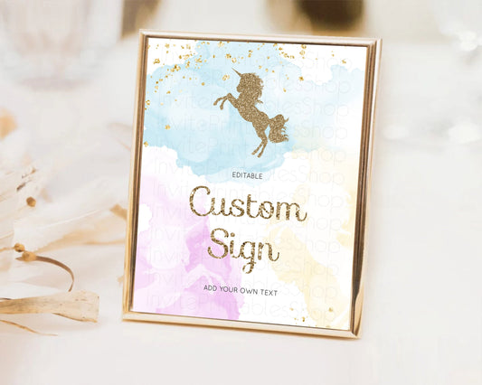 Editable Unicorn Rainbow Sign Pastel Unicorn Party Table Sign Decor Magical