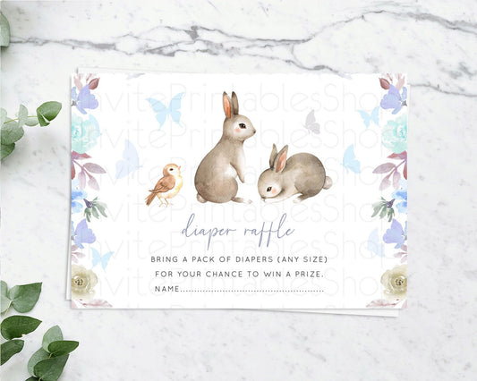 Editable Bunny Diaper Raffle Card Floral Bunny Diaper Raffle Insert Pastel F