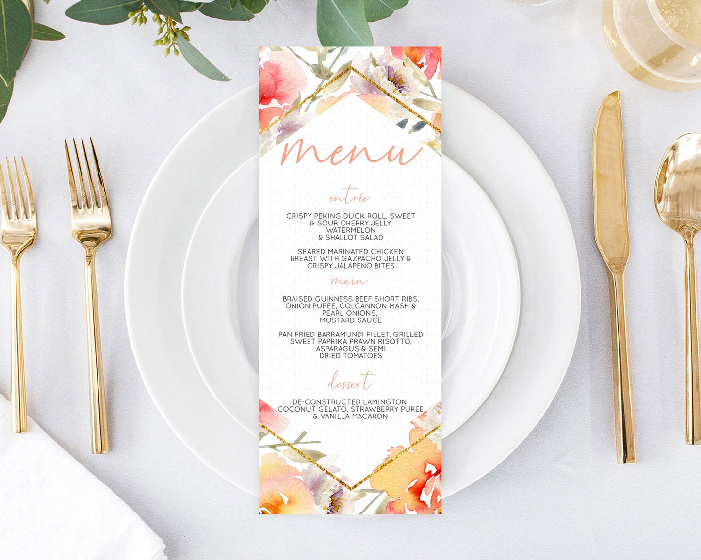 Secret Garden Menu Wildflower Menu Template Pastel Flower Garden Table Decor Boho Floral Dinner Dessert Floral Party Food Menu D10791