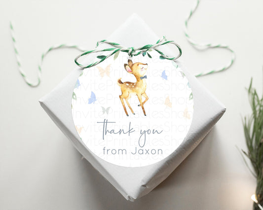 Fawn Thank You Tags Deer Thank You Gift Tags Pastel Floral Deer Favor Tags Enchanted Forest Butterfly Floral Birthday Thank You D10767