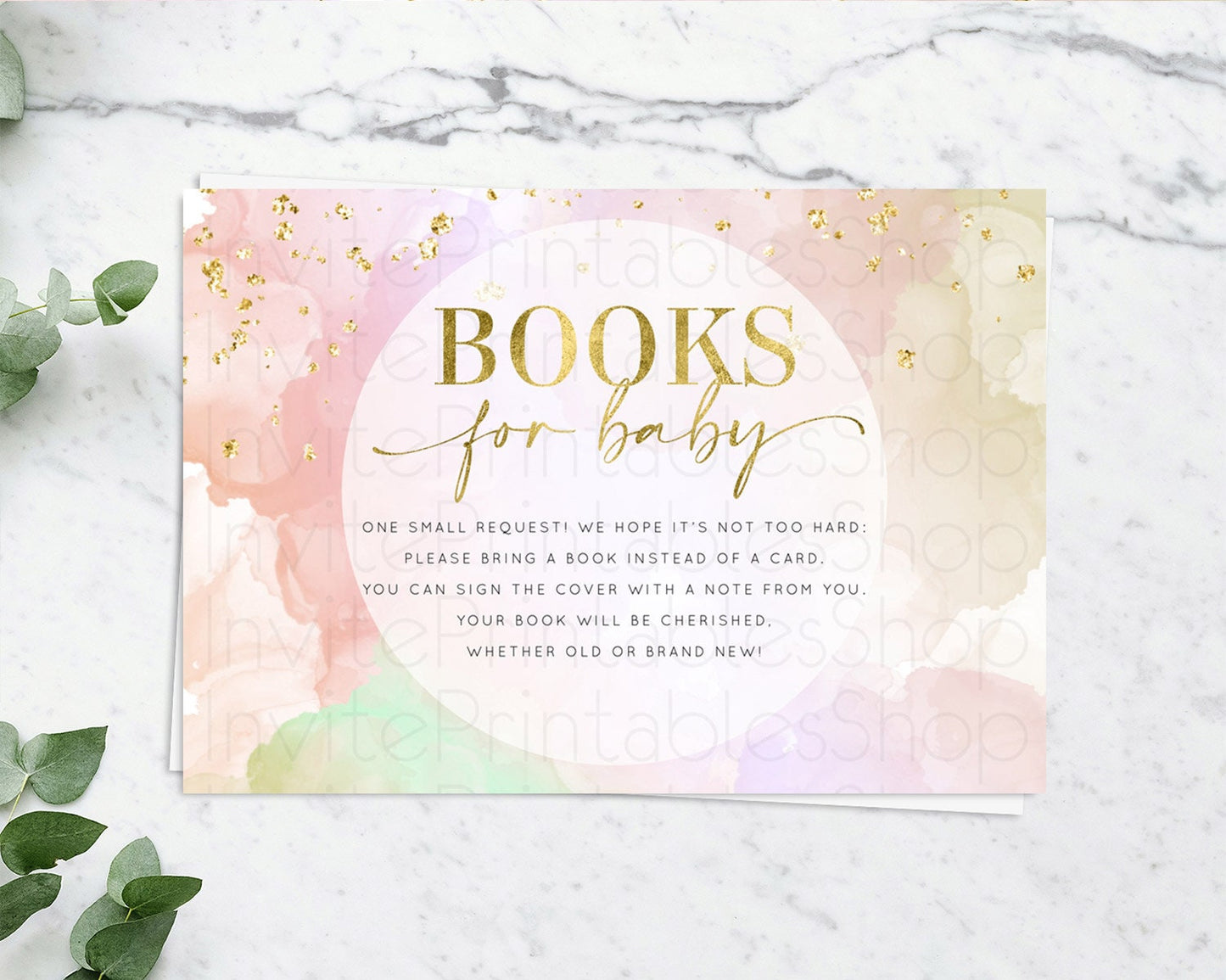 Pastel Books For Baby Card Pastel Rainbow Book Insert Colorful Ombre Watercolor Book Card Confetti Glitter Baby Book Poem Request D10627