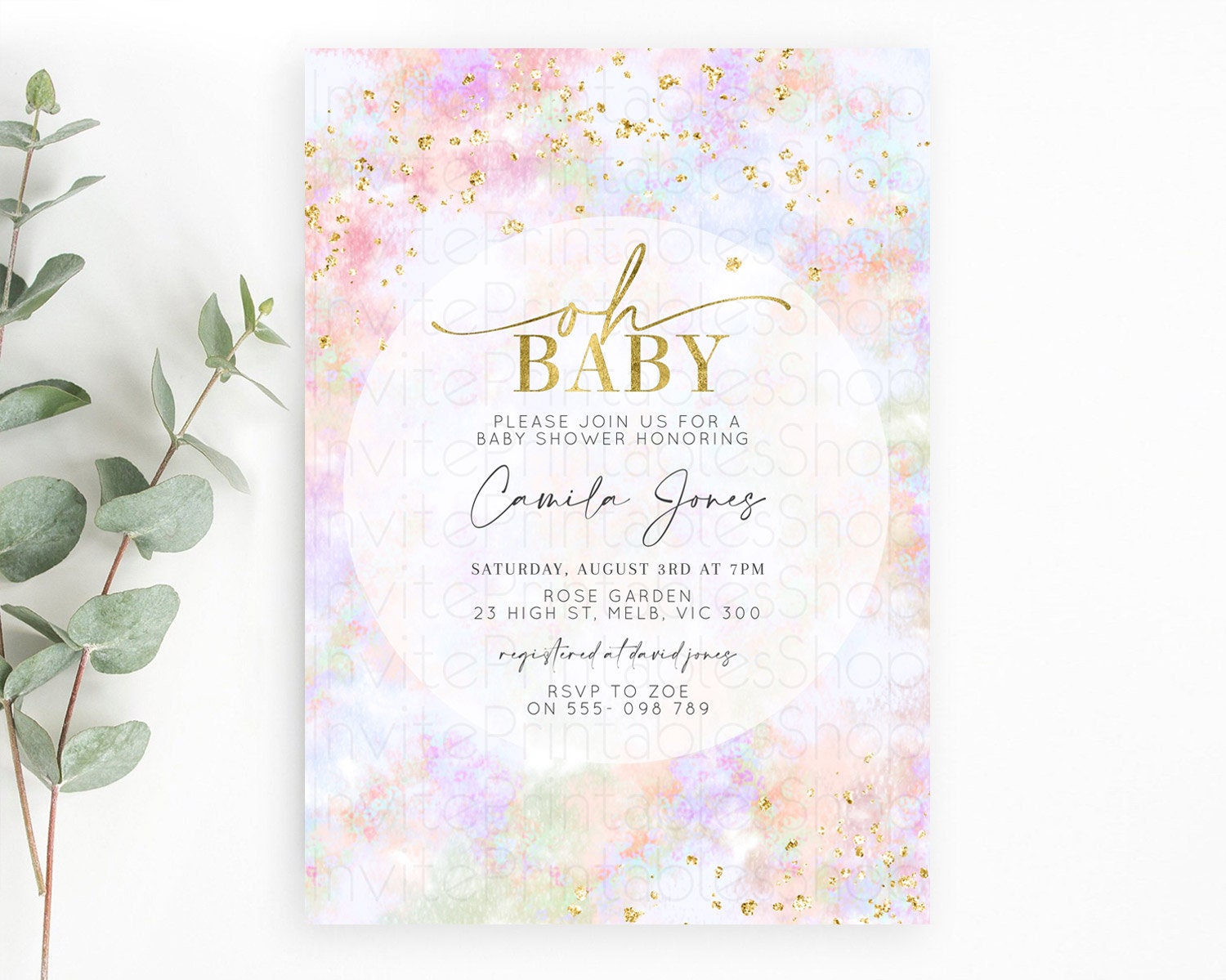 Editable Pastel Baby Shower Invitation Rainbow Baby Shower Invitation Colorf