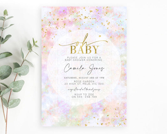 Editable Pastel Baby Shower Invitation Rainbow Baby Shower Invitation Colorf